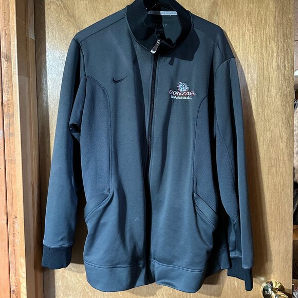 Used Nike Mens Gonzaga Baseball Large Zip up Jacket Grey No Hood - Picture 1 of 5